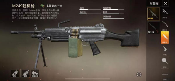 枪械M249轻机枪的弹夹容量一共有多少发呢